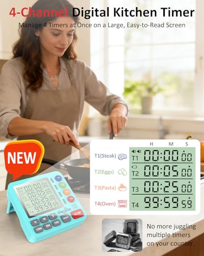 Digital Kitchen Timer with 4 Channel, Loud Alarm and Silent Mode - Image 2