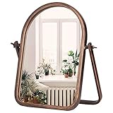 Geloo Vintage Table Desk Mirror-Bronze Metal Framed Standing Mirror 360 Degree Adjustable Swivel for...