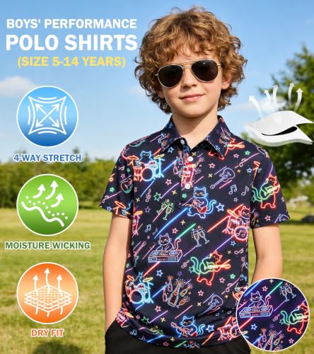 Cozople Boys Party Polo Shirt, Music Cat Graphic Top - image 3