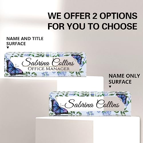 Image of Name Plate for Desk, Desk Name Plate Personalized, Office Decor for Women Men, Acrylic Desktop Accessories, Office Appreciation Gifts for Boss Social Workers Nurse Teacher Employee (Blue Butterfly)