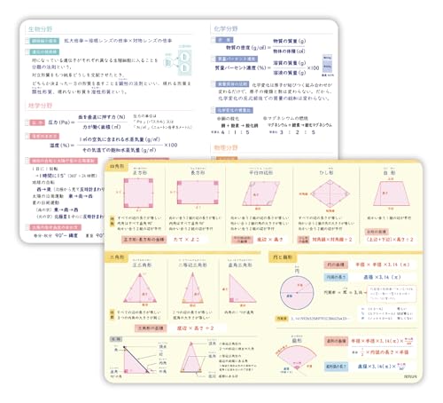 ノートライフ 下敷き 中学理科 数学 (平面、立体)セット 中学生 a4 (30×21cm) (中学理科、数学セット)