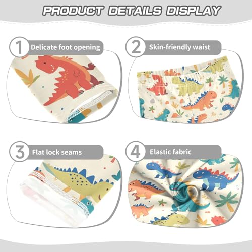 Wusikd Cartoon Dinosaur Colors Girls' Leggings Toddler Doodles Cute Kids Yoga Pants Dance Active Tights 4T3