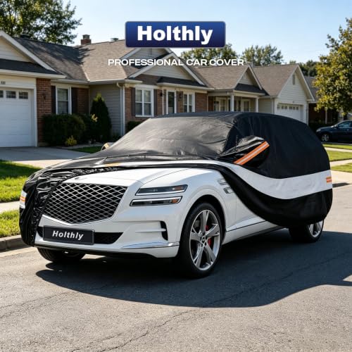 Image of 10 Layers SUV Car Cover Custom Fit for Genesis GV80 (2021-2026), Waterproof All Weather for Automobiles, Outdoor Full Cover Sun Dust Rain Protection with Cotton. Black