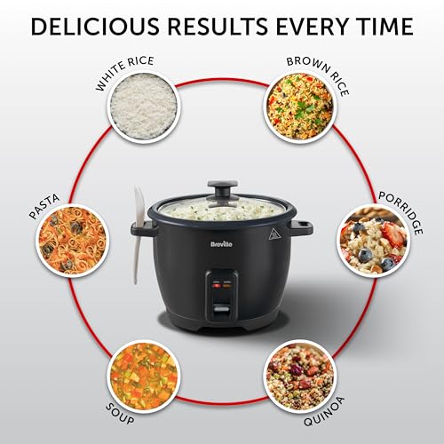 Breville Electric Rice Cooker | 1.8L (10 Cup) Capacity | Serves up to 8 People | Keep Warm Function | Non Stick Removable Bowl | Spoon & Measuring Cup Included | VTP209, Black - Image 3