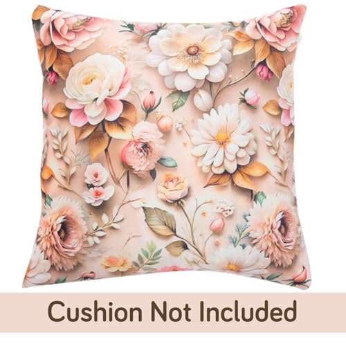 Image of HOKIPO 'Nature Muse 7D' Premium HD Printed Holland Velvet Cushion Cover for Sofa| 22x22 Inch (55x55 cm) | Pack of 2, Rose Symphony (IN-924-D5*2)