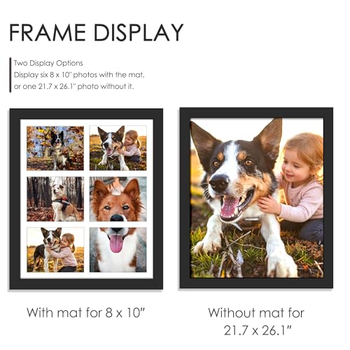 Image of DUENPY 21.7x26.1 Picture Frame 6-Opening 8x10 Collage Picture Frame Displays Six 8x10 Photos Wall Decor Wall Hanging or Tabletop Black