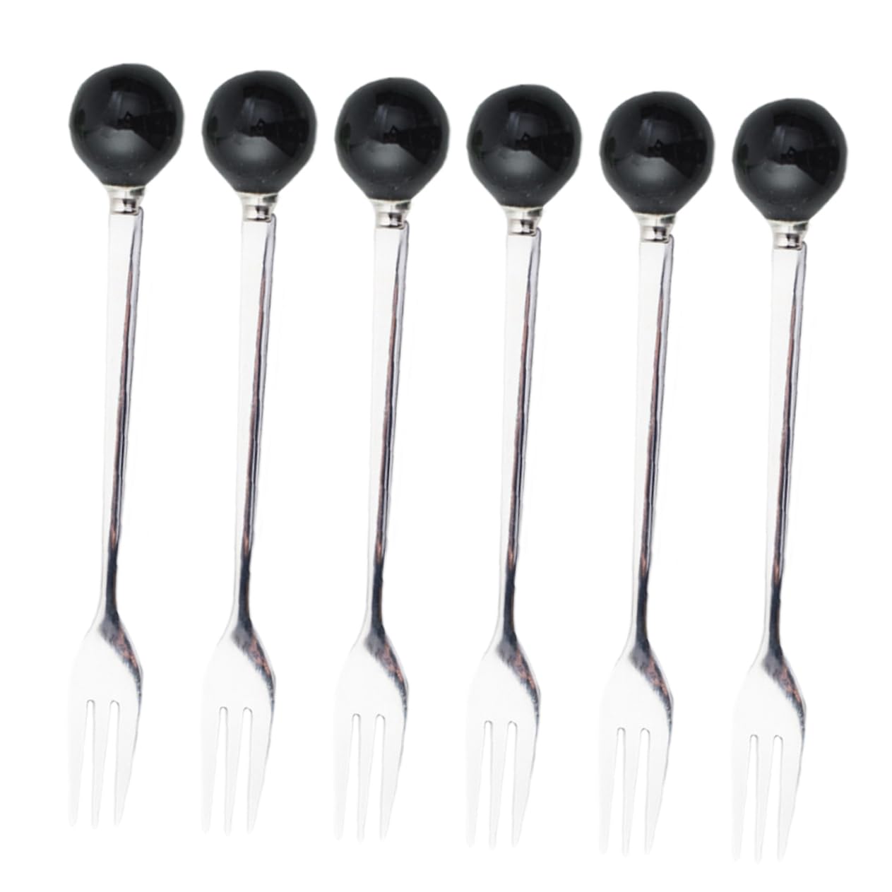 MAGICLULU 18pièces Couverts Acier Inoxydable Avec Poignées Céramique Pour Desserts Et Café Mini Fourchettes Élégantes Noires
