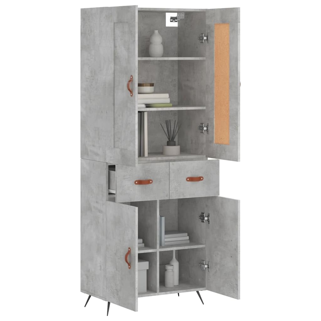Armadio alto in legno grigio cemento, 69,5 x 34 x 180 cm