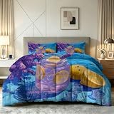 Cartoon Bettdecke 155 x 220 cm, Kinder Sommer Zitrone Steppbett für Jungen Mädchen, Warme & Weiche Ganzjahresdecke - Waschbar 4-Jahreszeiten Schlafdecke mit 2 Kissenbezug 80x80cm