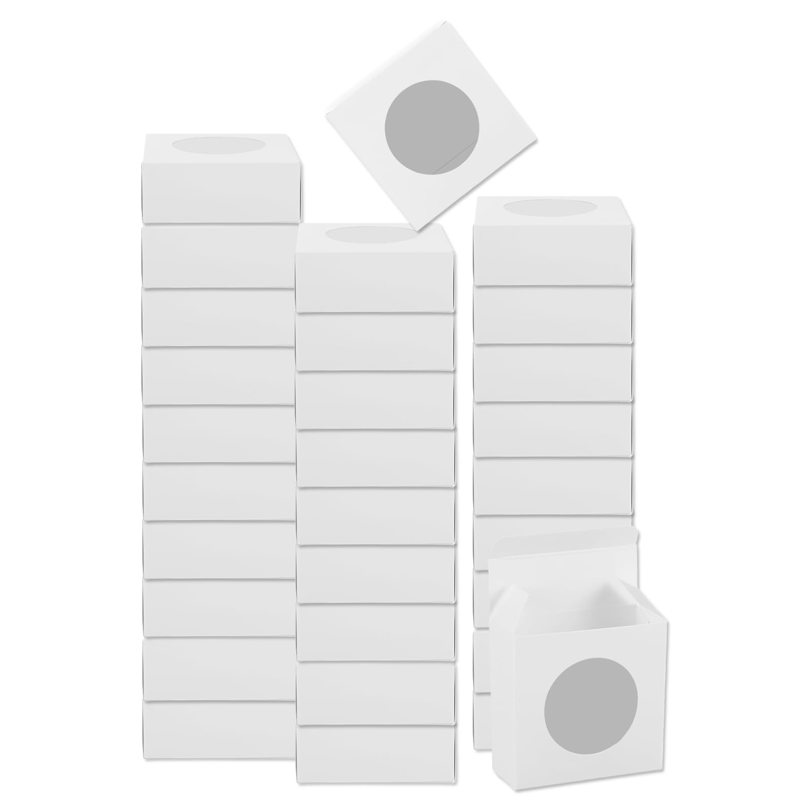 QUARKZMAN 60 sztuk pudełek na mydło typu kraft na domowe mydło, 8 cm x 8 cm x 1,2", mini pudełka do zabiegów siłowych z przezroczystym okienkiem na słodycze, ciastka, pudełka prezentowe na prezenty