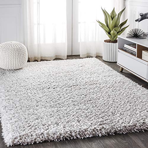 JONATHAN Y Aydin Plush Shag Mingled Gray/Ivory 4 ft. x 6 ft. Area Rug, Glam, Easy Cleaning, For Bedroom, Kitchen, Living Room, Non Shedding, ALA102C-4