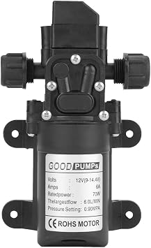 Water Pump DC 12 V Self-Priming Pressure Water Pump 0.9 Mpa 6 L/min High Pressure Pump Membrane Pump for Caravans Motorhomes Boats Garden