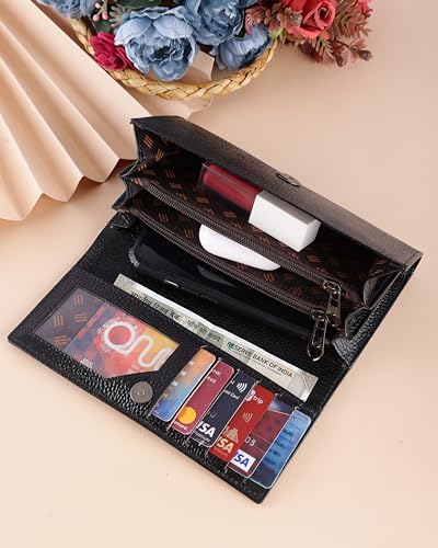 Image of Steve Jhonson Leather Wallet for Women - Mini Hand Purse with Card Holder - Women Stylish Clutch - Cute Mini Ladies Wallet for Daily Use - Fancy Ladies Purse with Slim Design (Black)