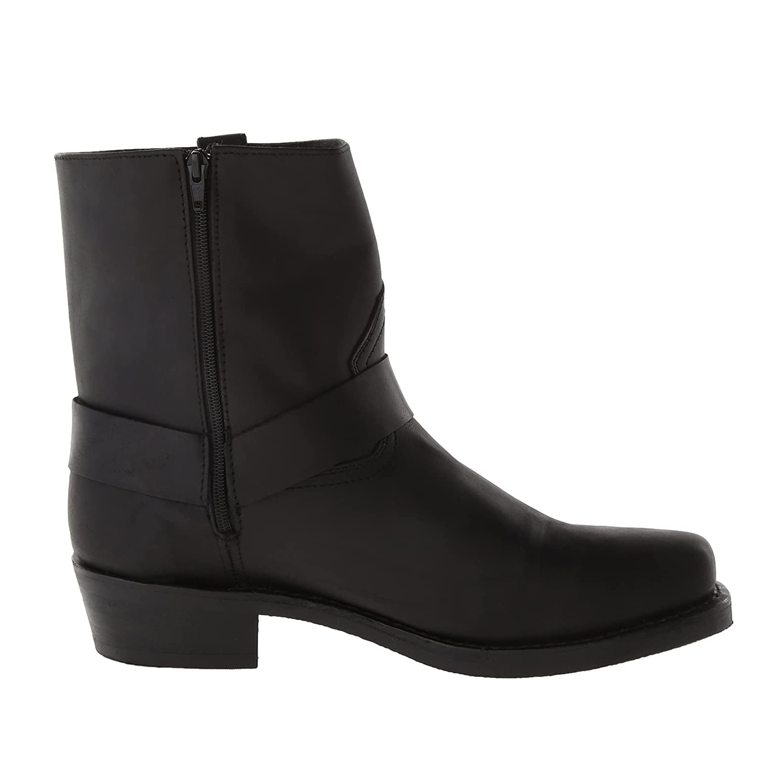 Stivali Western da Uomo Punta Quadrata Stivaletto Biker con Cerniera,Nero,44 EU