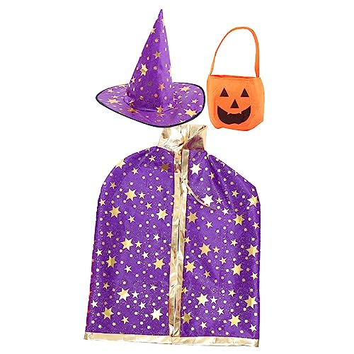 Homoyoyo Conjunto De Disfraz Infantil De Halloween Sombrero De Calabaza Color Morado Para Cosplay y Fiestas De Disfraces