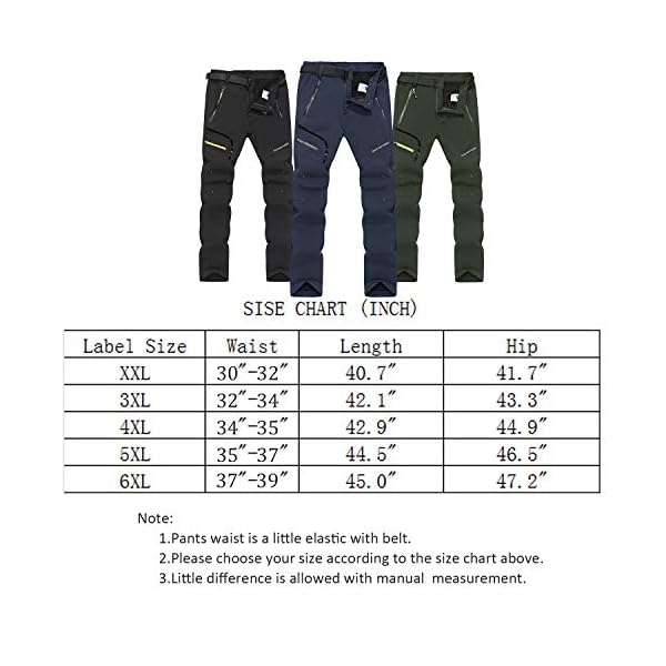 Oweisong Mens Hiking Water Repellent Fleece Lined Pants Outdoor Winter Snow Windproof Trousers Thin Thick Softshell Pants - Image 8