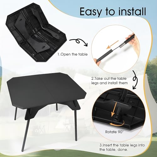 ele ELEOPTION Mesa de Camping Portátil Plegable Pequeña con Patas de Aluminio Color Negro miniatura 5