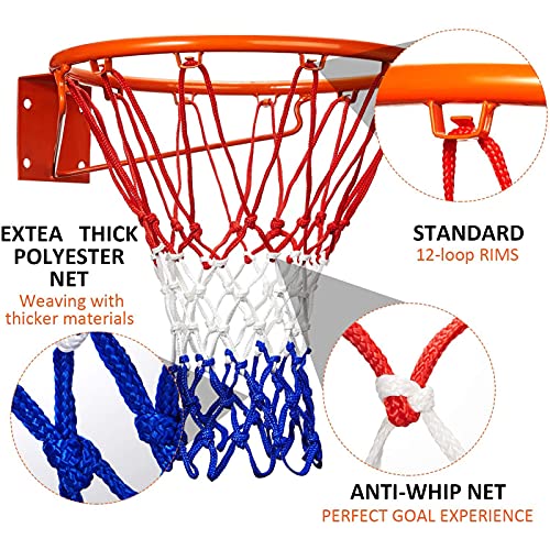 Neijiang Basketball Net Replacement , 2023 Upgrade Thick Professional Basketball Nets Heavy Duty Outdoor, All Weather Anti Whip Color Never Fade -12 Loops (Red White Blue) #TOP7