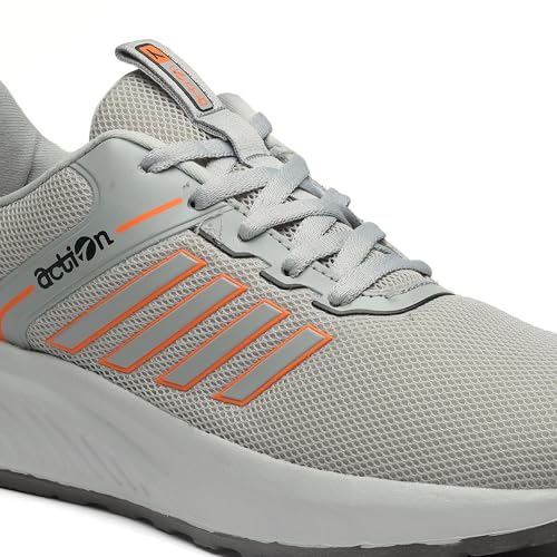 Image of Action | Athleo | SWIFT-151 | Men's | Lace-Up | Running | Shoes | Durable | Comfortable | Breathable | Lighweight | Sports | Shoes Light-Grey