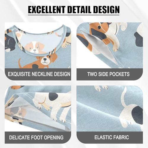 ALAZA Cute Dog Puppy Animal Pajamas Short Sleeve 2 Piece Sleepwear Top and Bottom Pajama Set Unisex4