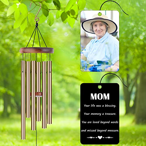 Image of Personalized Custom Wind Chimes Memorial Gift for Loss of Loved One Mother Dad Mom Dog Pets Customized Outdoor Sympathy Wind Chimes with Photo Text