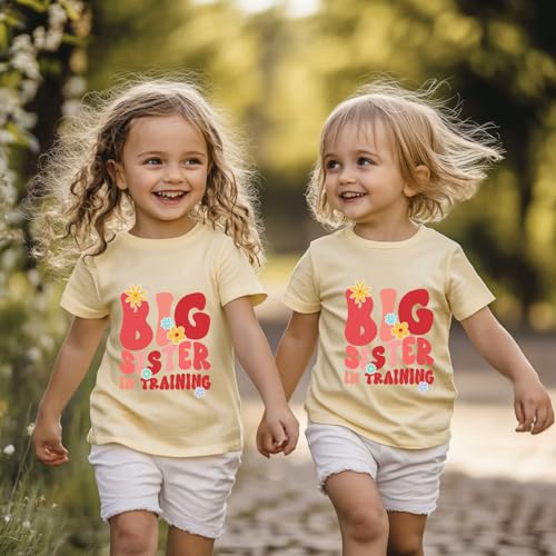 Image of Big Sister Announcement T Shirt Toddler Girls Promoted to Big Sister Tees Outfits 1-7 Years