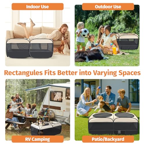 Image of 2-in-1 Dog Playpen 46.5''Pop Up Cat Pet Playpen, Assembly-Free Indoor Outdoor Kitten Enclosure, Kitten Pen Cat Cage Portable Puppy Tent Crates Kennel for Small Animals(No Divider, Unified Space)