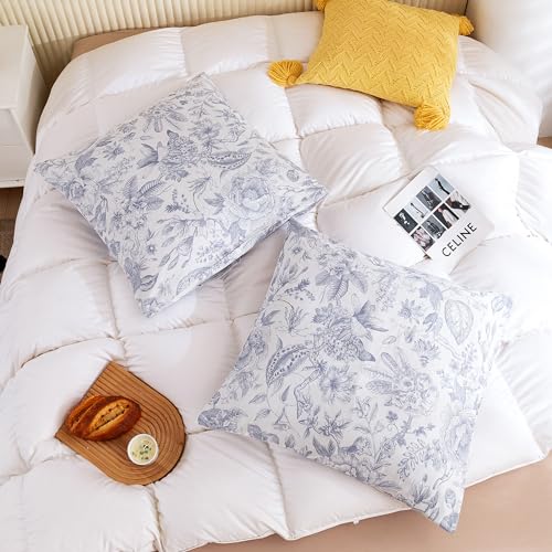 Image of ECOCOTT 2 Pack Pillowcase Euro Size with Vintage Floral Pillow Cases Set, 100% Cotton Queen Pillow Covers Envelope Closure (Euro, 26 inchx26 inch)