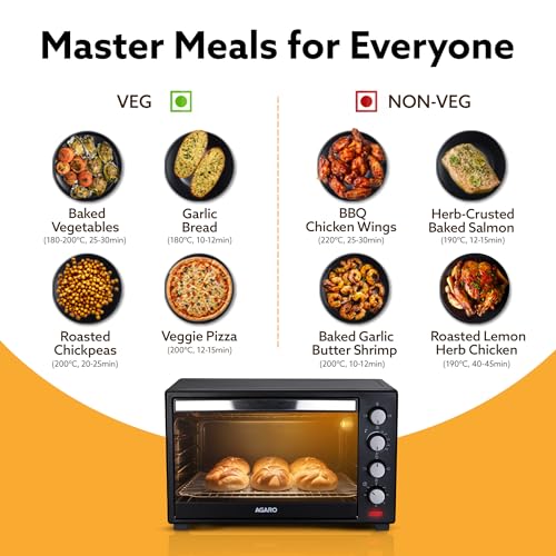 Image of AGARO Marvel 48 Liters Oven Toaster Griller, Motorised Rotisserie and Convection Cake Baking OTG with 3 Heating Mode, (Black)