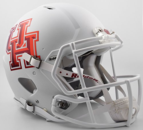 Riddell NCAA Houston Cougars Helmet Full Size AuthenticHelmet Authentic Full Size Speed Style Matte White, Team Colors, One Size