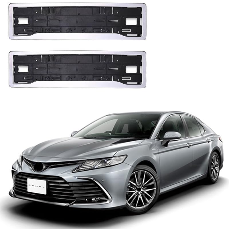 DriveWheels Car Number Plate Frame with Chrome for Toyota Camry (2022-2024) Type-7 (Set of 2pcs)