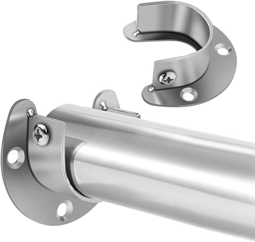 Miniatura 2 de Hysagtek Juego de 4 soportes para barra de armario en forma de U, resistentes soportes de extremo de barra de armario para barra de cortina de