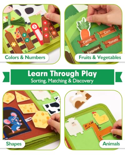 Image of hahaland Busy Book for Toddlers 1-3 - Montessori Toys Busy Board for 1 Year Old Boy Gifts Girl Toys Educational Learning Quiet Activity Books Toddler Travel Toys for One Year Old Birthday Gift