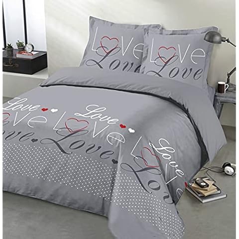 Vision Grey Love Bedding Set for Double Bed Cover