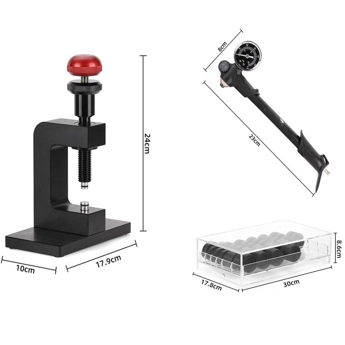 Kit de Herramientas para Abrir Cajas de Relojes, Incluye Manguera de Aire giratoria y 29 Matrices para reparación de Relojes, para relojeros y Aficionados a los Relojes.