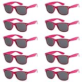 WHOLESALE UNISEX 80'S STYLE RETRO BULK LOT SUNGLASSES (Hot Pink, Smoke)