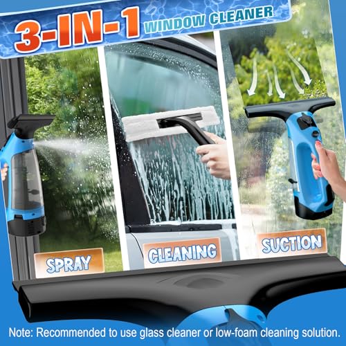 Homenova Window Vac, 3-In-1 Rechargeable Window Cleaner With 1500Pa, Efficiently Cleaning And Cordless Window Cleaning Equipment For Windows, Mirrors, Shower Glass, Tiles, And Countertops - 2