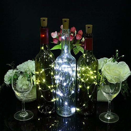 6pcs Botella Luces  100cm botella de luz Con 20 bombillas LED, lampara botellas para la botella DIY, partido, decoración, la Navidad, Víspera de Todos los Santos, boda (Blanco)