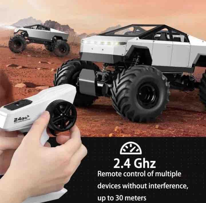Image of Pritam Store 1:8 Scale Size Remote Control Tesla Cybertruck Rock Crawler, with Metal Shell, 2.4GHz 4WD RC Truck with Headlights, Off Road Monster Truck, Birthday and Surprise Gift for All