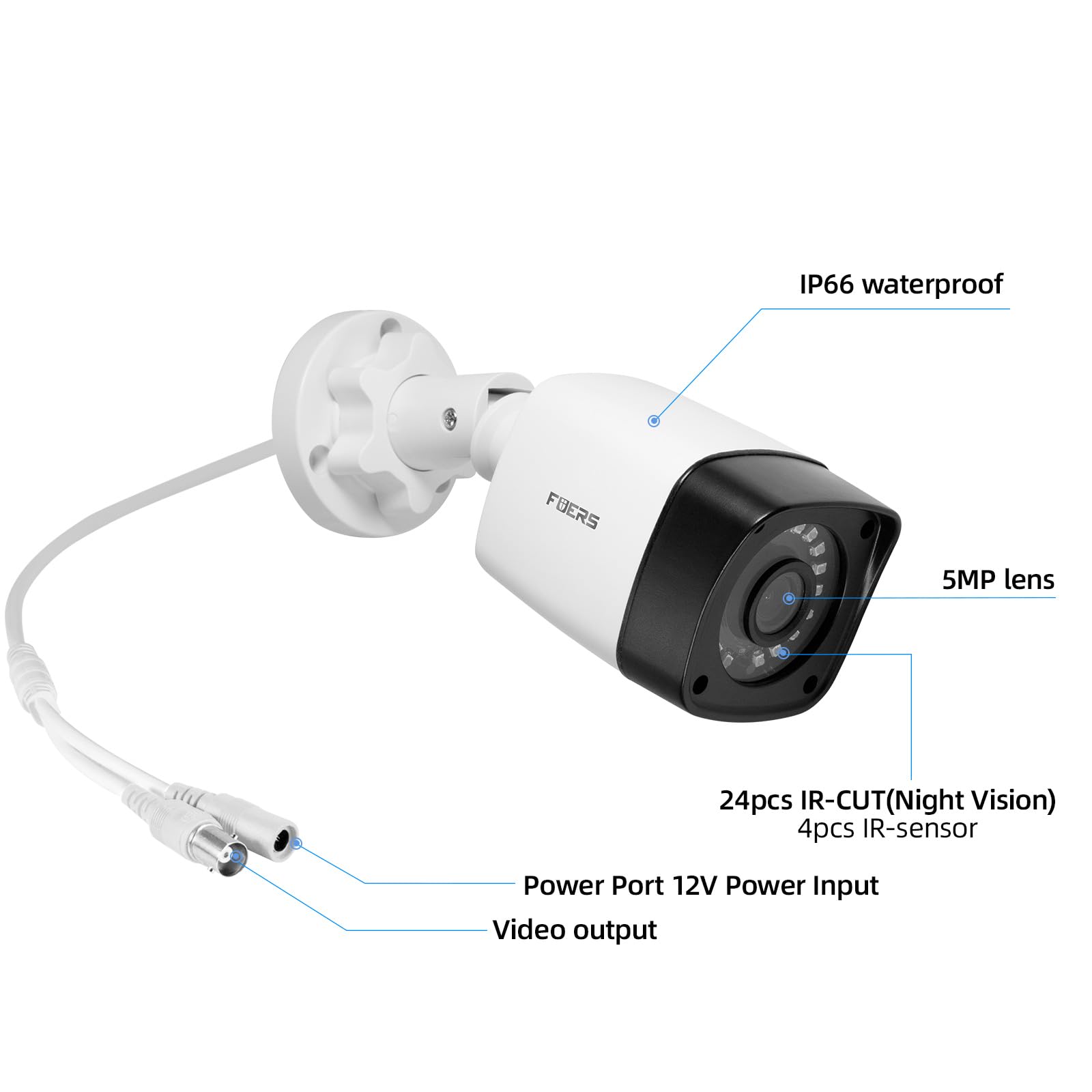 Fuers Telecamera di sorveglianza esterna da 5 MP, telecamera di sorveglianza esterna, senza fili, con riconoscimento personale, 1 telecamera di sicurezza con visione notturna a colori, IP66
