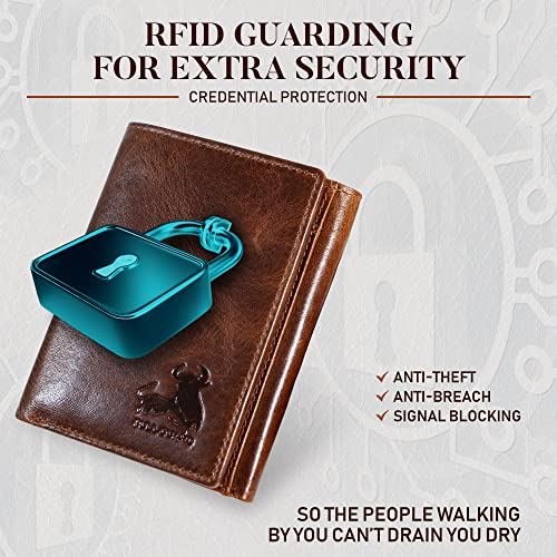 Bull Guard Best Leather Men's Rfid Trifold Wallet With Id Great Outdoor Wallet #TOP4