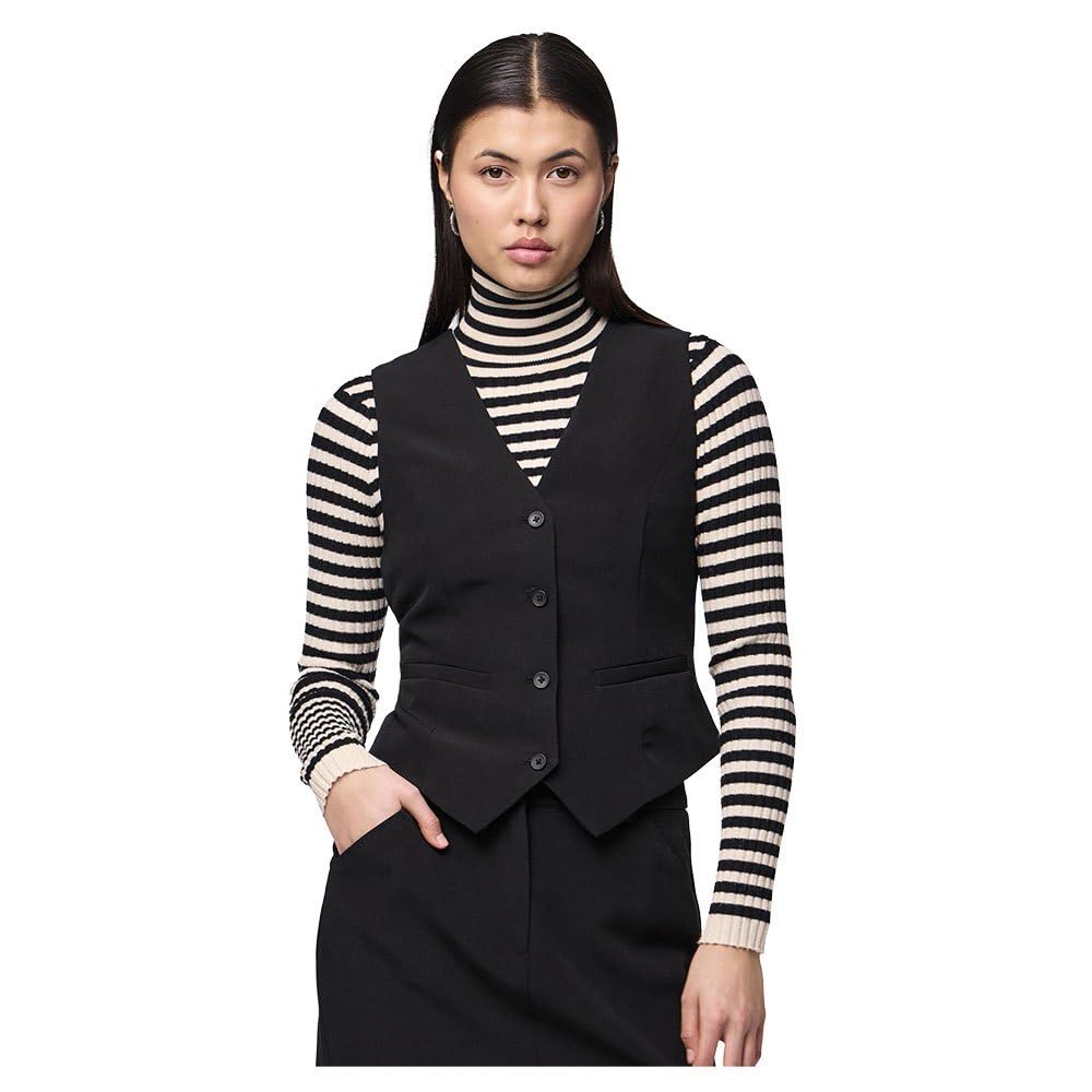 PIECES Women's Pcbozzy Vest Noos Exp BC Suit Vest, Black, L