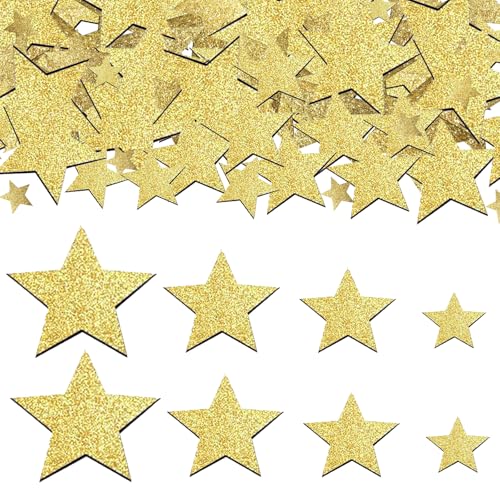 Whimzey 4 Größen Holzsterne zum Basteln Streudeko Weihnachten 1-4cm,...