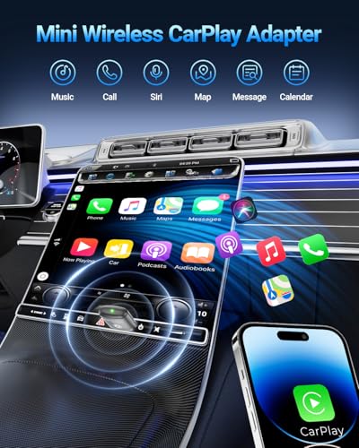 Image of vnilrgle Wireless CarPlay Adapter for Apple iPhone（2026 Upgraded） Mini Design, Converts Factory Wired to Wireless Adapter for CarPlay, Plug and Play, Auto Connect Fast and Stable(Dark Gray)
