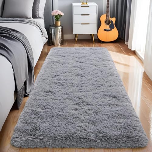 Image of Carpet for Hallway, Kitchen, and Modern Interiors, Cozy Shag Runner for Living Room, Entryway & Office Decor Size 2x6 feet Silver