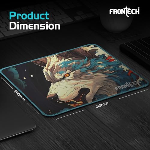 Image of FRONTECH Gaming Mouse Pad | 300mm x 250mm x 2mm | Ultra-Smooth Micro-Textured Surface | Non-Slip Rubber Base | Stitched Edges (MSP-0063 Blue)