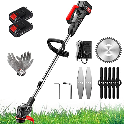 TIANMIAOTIAN 1680w Stringless Trimmer Battery Powered 7.5ah Cordless Weed Trimmers Adjustable Lawn Edgers Electric for Garden,farmland Cut Grass Machine Edger Lawn Tool