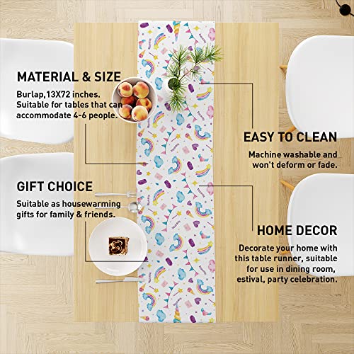 Muktoujaumai Unicorn Table Runner, Rainbow Star Birthday Table Runner Home Decor For Girls Birthday Table Runner Decorations For Holiday Party Baby Shower, Birthday Decorations For Kids Girls Women #TOP1