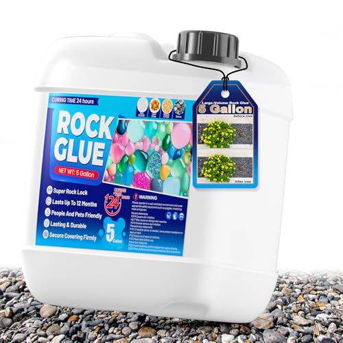 Rock Glue for Landscaping - 5 Gallon Large Volume Pea Gravel Glue Non-Toxic Mulch Glue Pet-Friendly Rock Adhesive for Rocks Gravel&Mulch Paths Patios&Garden Borders