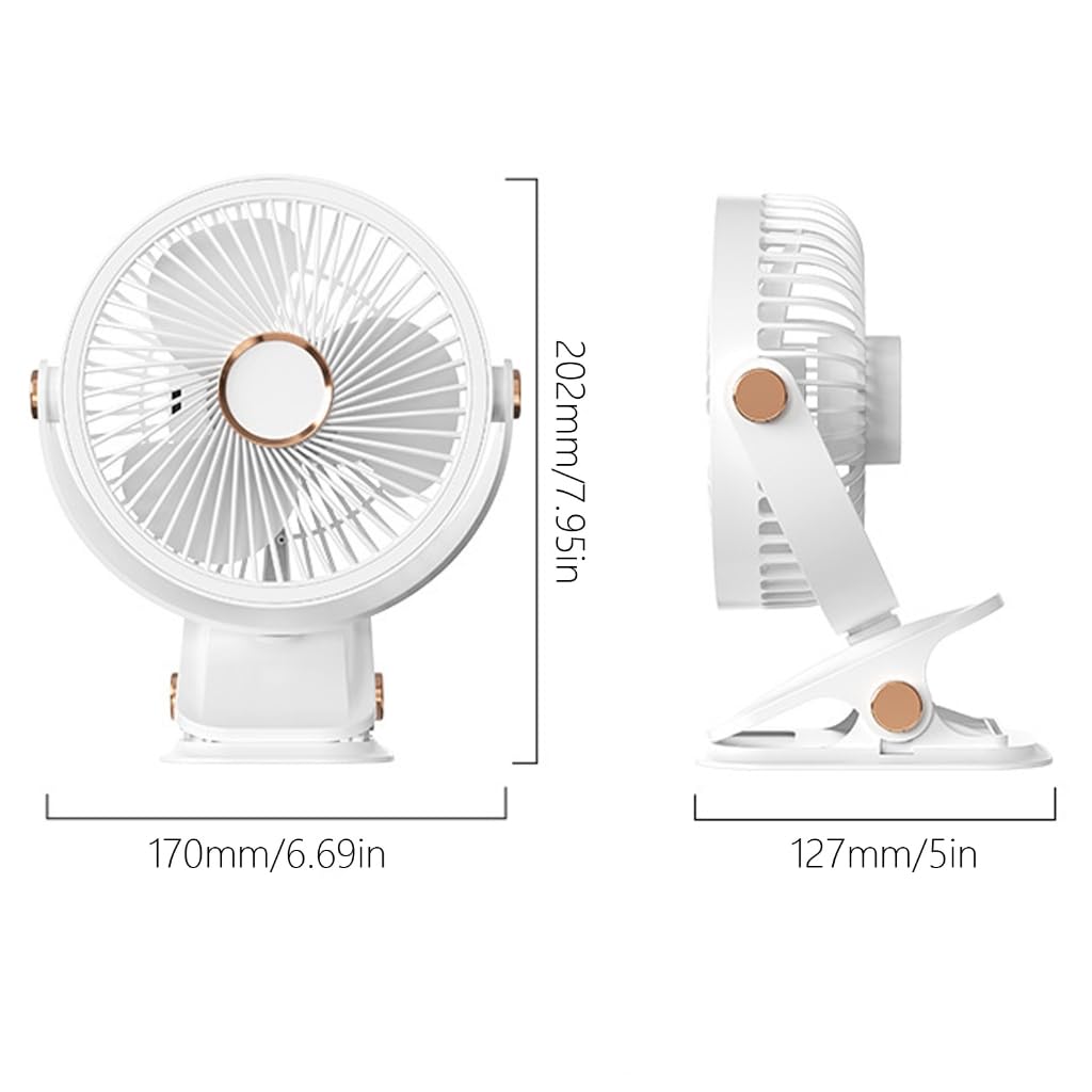 Petit ventilateur silencieux alimenté par USB/piles pour chambre à coucher, bureau, ventilateur de refroidissement avec lampe de nuit, ventilateur d'extérieur à pince solide, branchement